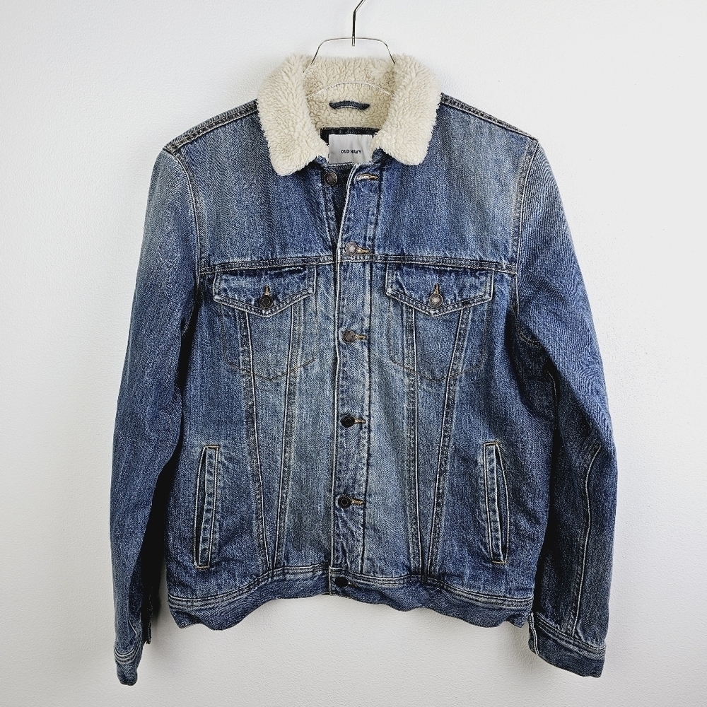 Old Navy Men's Sherpa-Lined Denim Jean Jacket